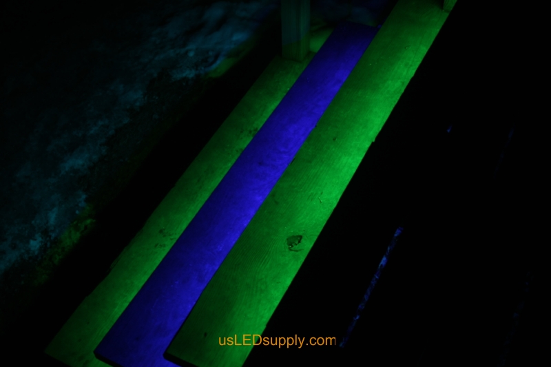 RGB LED Strips light up outdoor stairs.