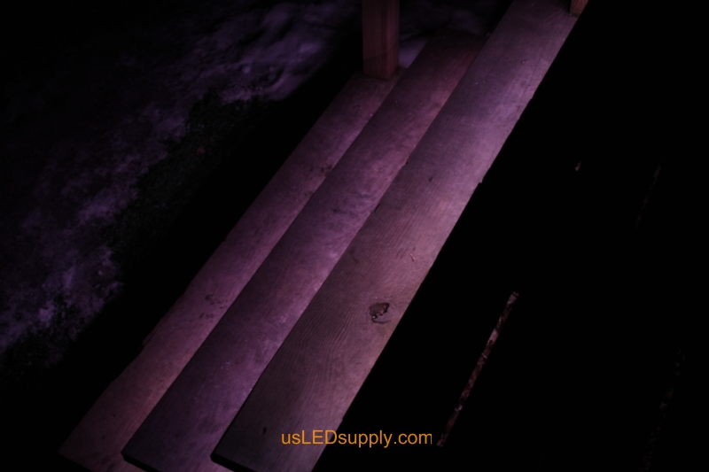 RGB LED Strips light up outdoor stairs.