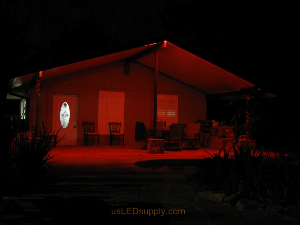 Florida garage patio uses LED lighting and becomes the perfect spot for catered events.