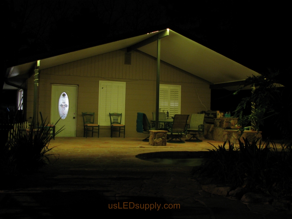 Florida garage patio uses LED lighting and becomes the perfect spot for catered events.