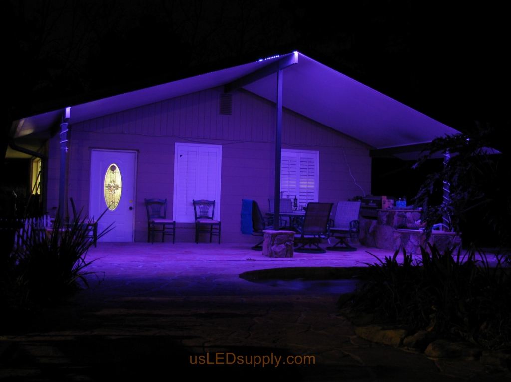 Florida garage patio uses LED lighting and becomes the perfect spot for catered events.