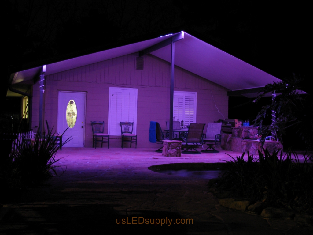 Florida garage patio uses LED lighting and becomes the perfect spot for catered events.