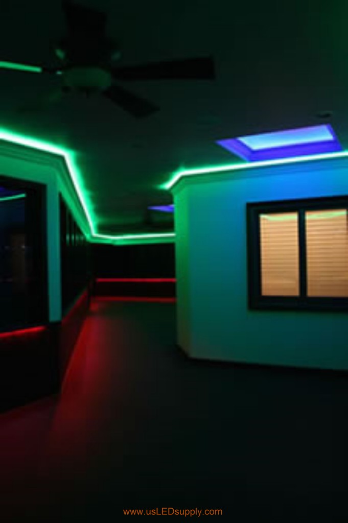 Hallway Accent Lighting with RGB Flexible LED Strips and 4 zones of color.