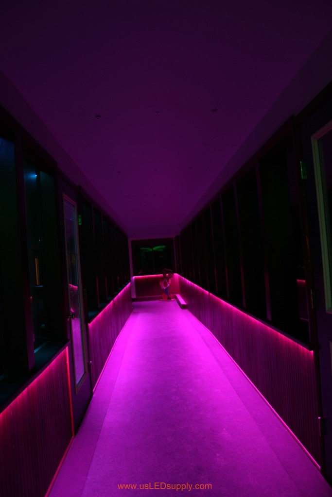 Hallway Accent Lighting with RGB Flexible LED Strips and 4 zones of color.