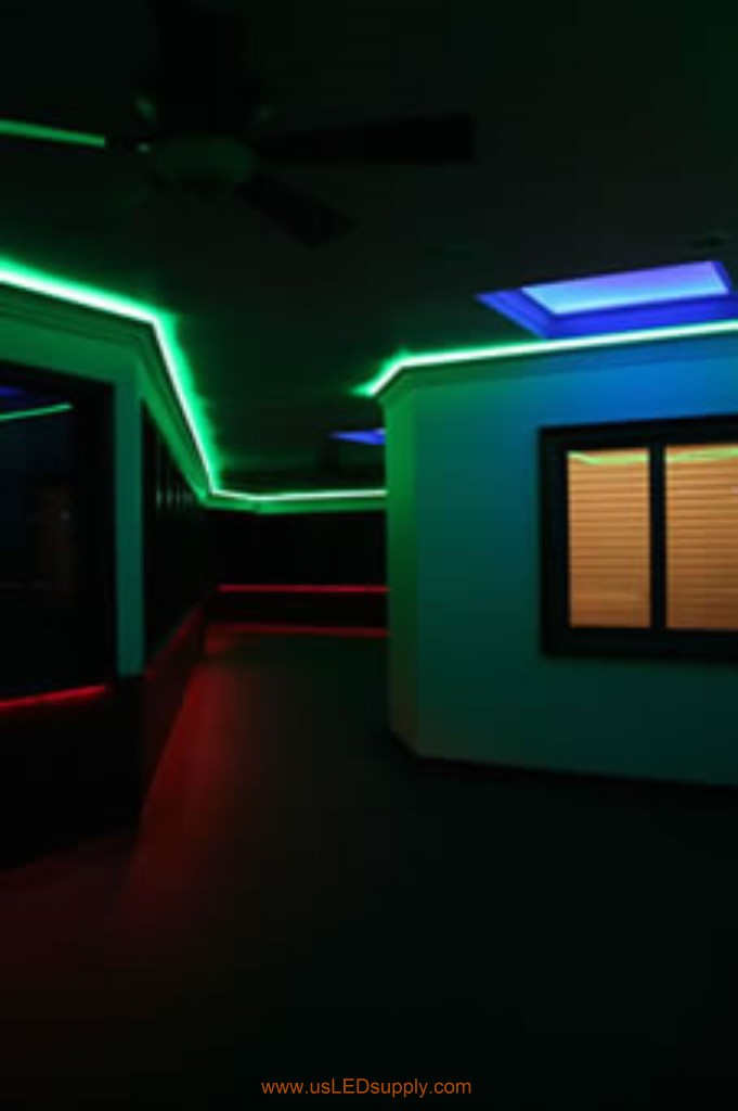 Hallway Accent Lighting with RGB Flexible LED Strips and 4 zones of color.