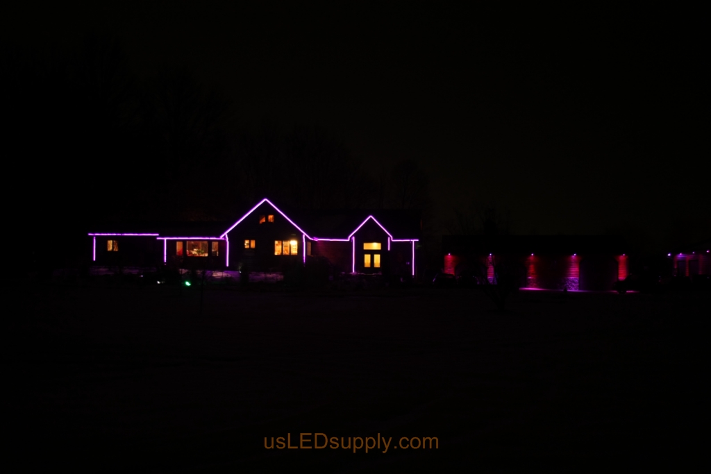 RGB LED house outline and garage puck lights.