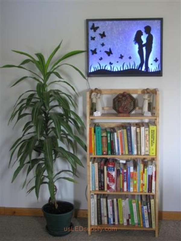 LED Silhouette Art set aglow with color Changing RGB LED Lights.