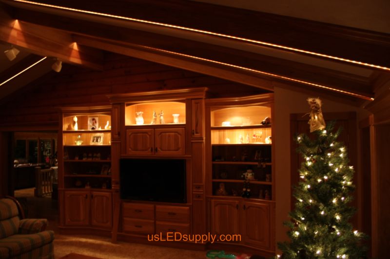 Livingroom with RGB Flexible LED Strips set on warm white color