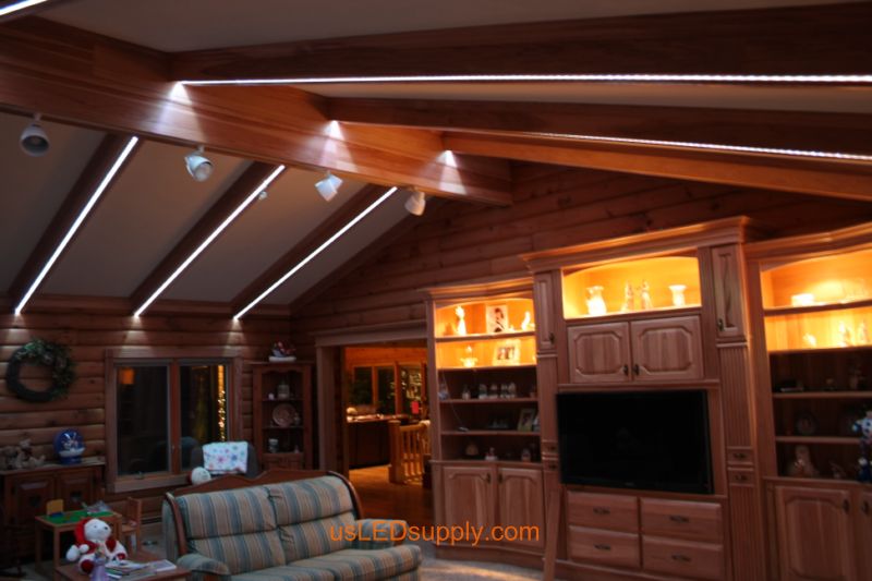 Livingroom with RGB Flexible LED Strips set on white color