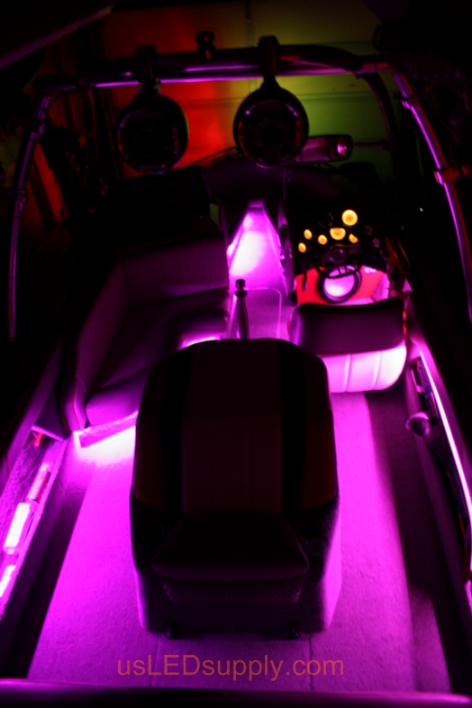 Inside of a Malibu Sunsetter decked out with color changing RGB LED Lights.