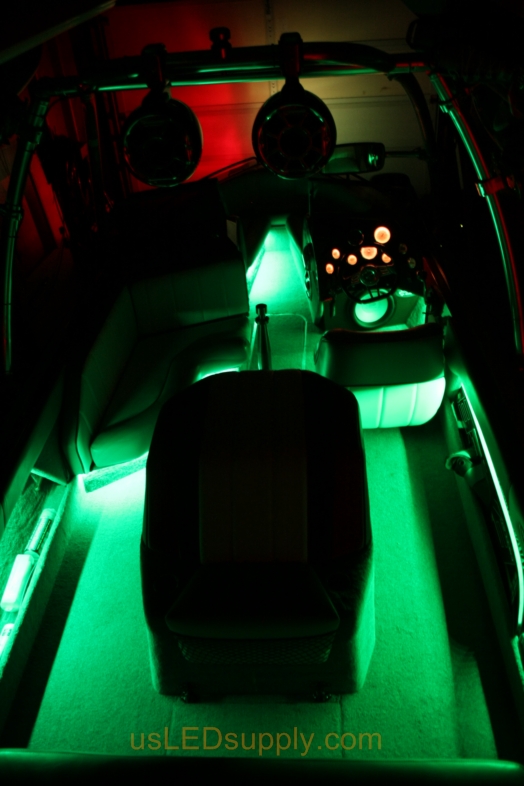 Inside of a Malibu Sunsetter decked out with color changing RGB LED Lights.