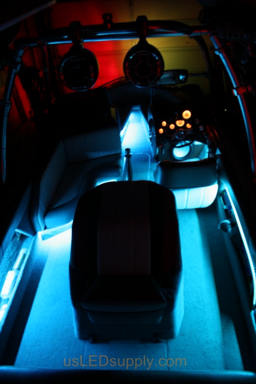 Inside of a Malibu Sunsetter decked out with color changing RGB LED Lights.