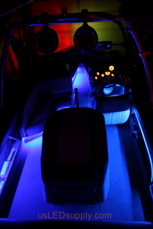 Inside of a Malibu Sunsetter decked out with color changing RGB LED Lights.