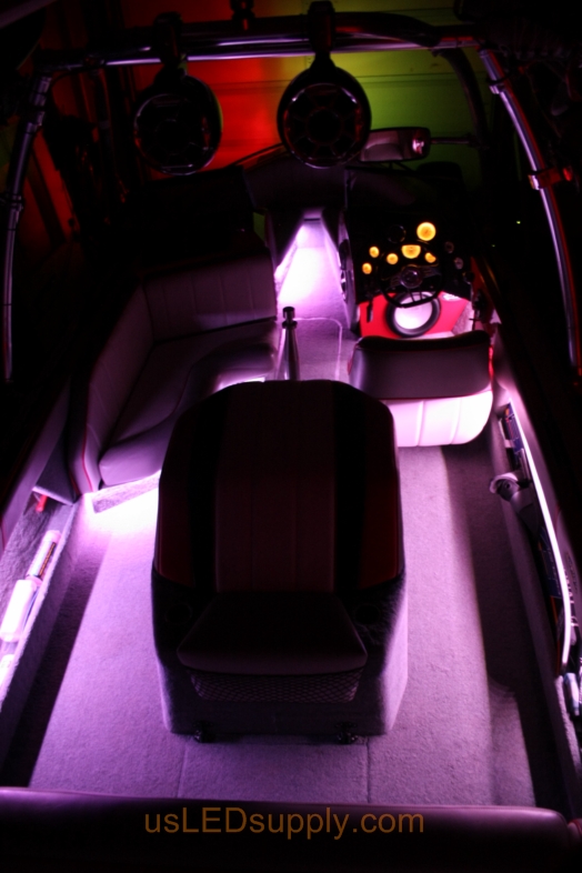 Inside of a Malibu Sunsetter decked out with color changing RGB LED Lights.