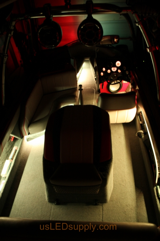 Inside of a Malibu Sunsetter decked out with color changing RGB LED Lights.