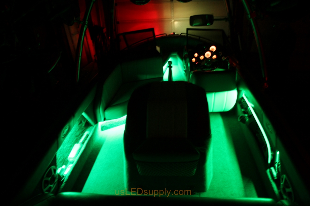 Inside of a Malibu Sunsetter decked out with color changing RGB LED Lights.
