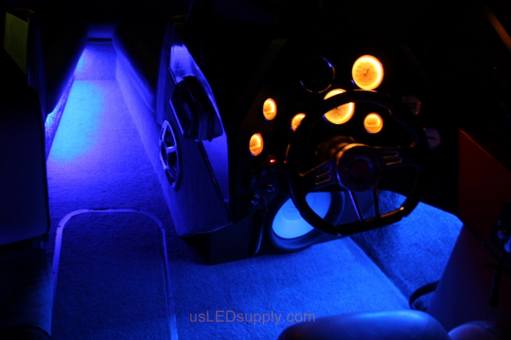 Inside of a Malibu Sunsetter decked out with color changing RGB LED Lights.