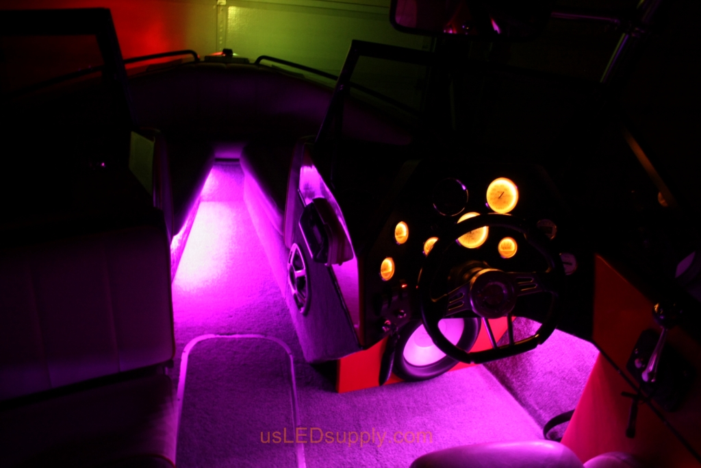 Inside of a Malibu Sunsetter decked out with color changing RGB LED Lights.