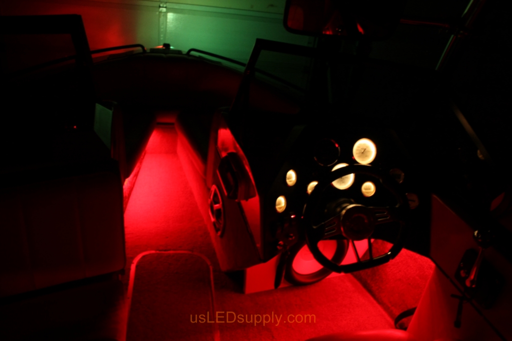 Inside of a Malibu Sunsetter decked out with color changing RGB LED Lights.