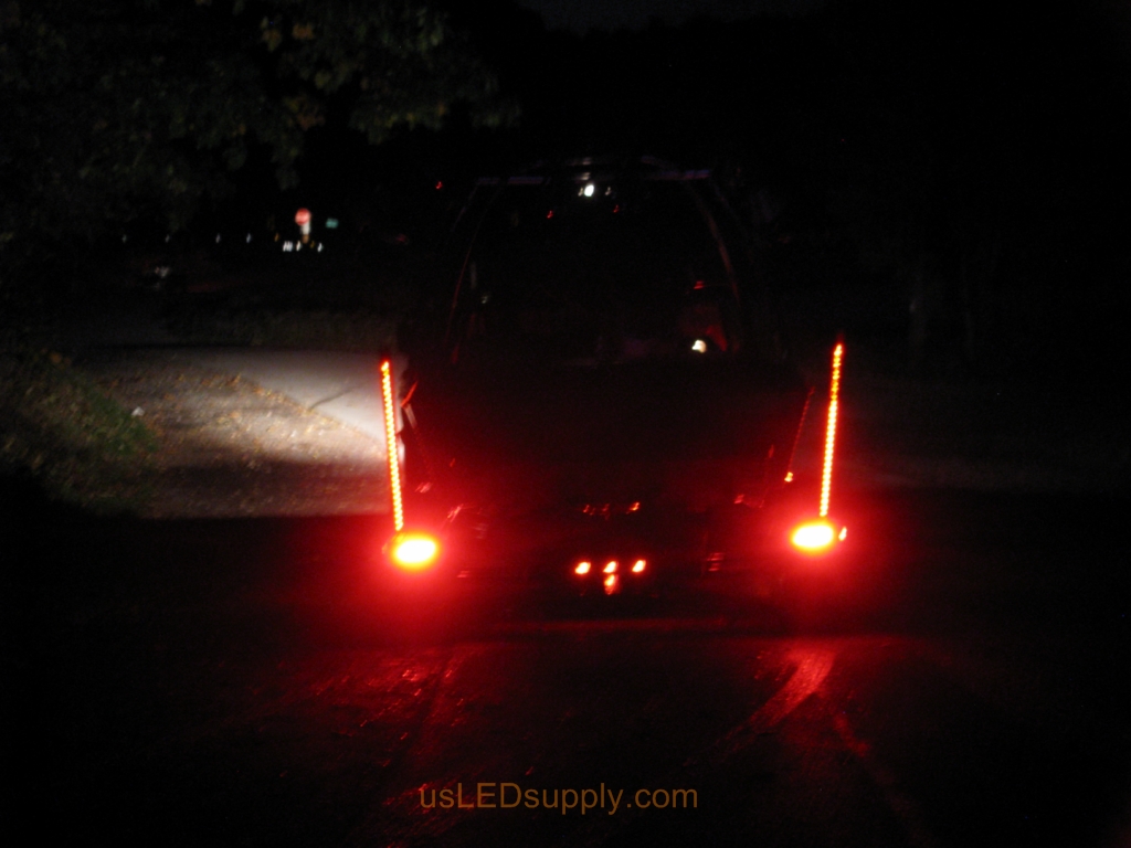 LED lit Pylons change to red when truck brakes.