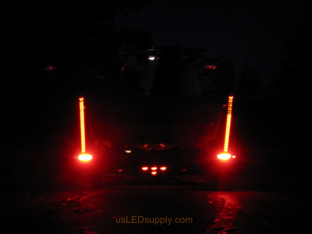LED lit Pylons change to red when truck brakes.
