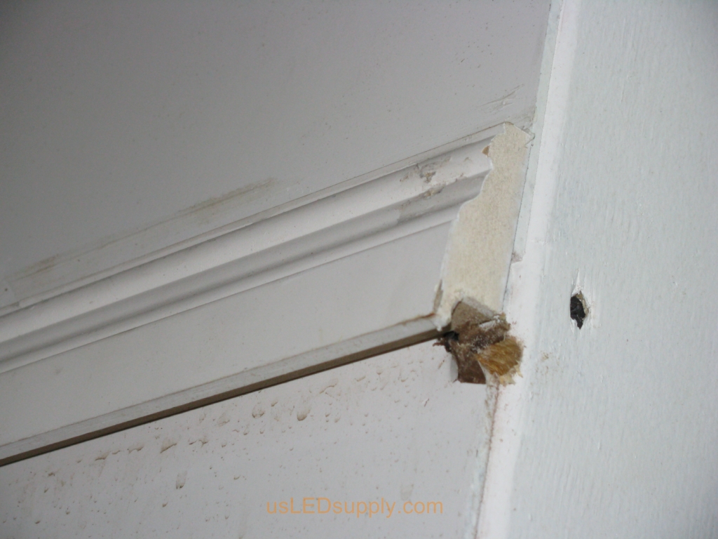 Chair rail for wainscoting with groove size great for flexible LED strips.