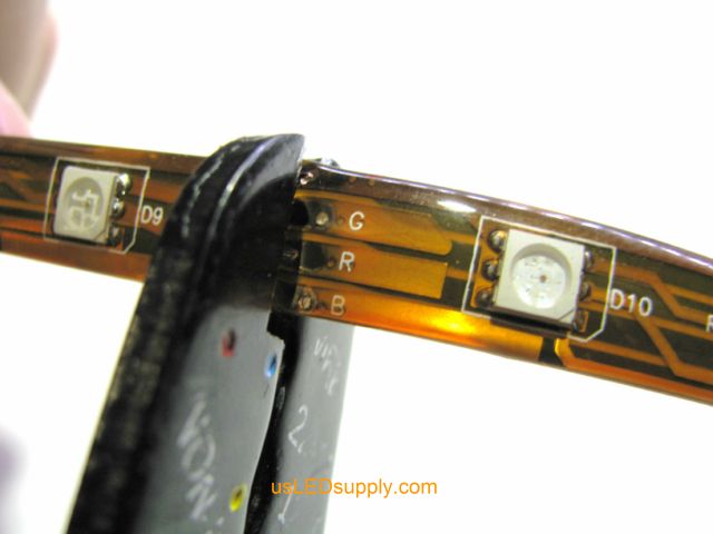 Cutting along the cut line of RGB flexible LED strip