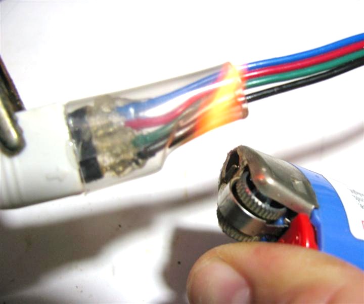 Heat shrink tubing to protect solder connection between 4 pin connector and IR receiver