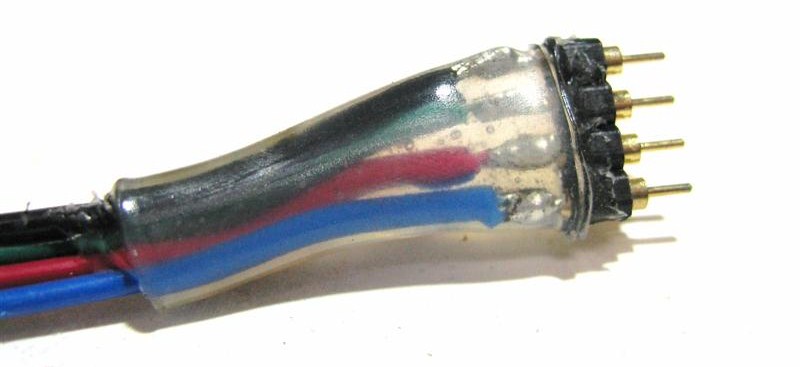 4 pin connector and IR receiver solder connection finished