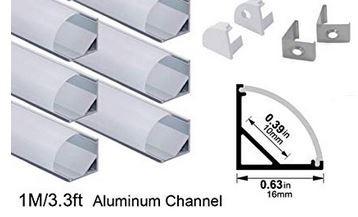 Aluminum LED Channel 45deg V-Corner with Lens Silver