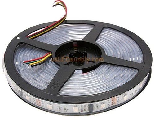 12V RGB Flexible LED Strip 16' Roll (Digital Point Control) (WS-2801) (60x chips / 180 Led) Un-Coated (Non waterproof)