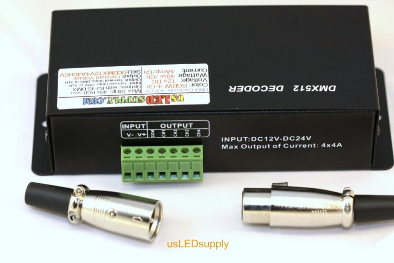 Back of RGB DMX Decoder XLR + RJ-45