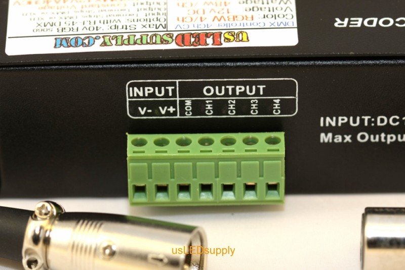 Back of RGB DMX Decoder XLR + RJ-45