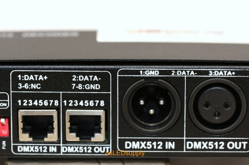 DMX 512 inputs and outputs