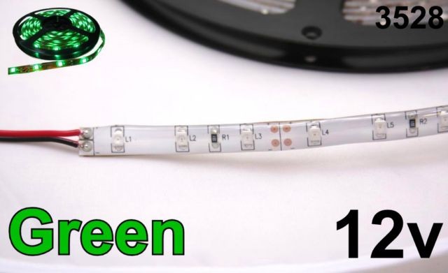 12V Green 3528 Flexible LED Strip 16’ Roll