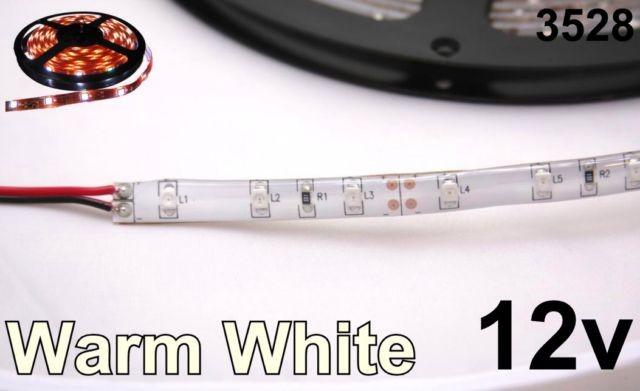 12V Warm White 3528 Flexible LED Strip 16' Roll