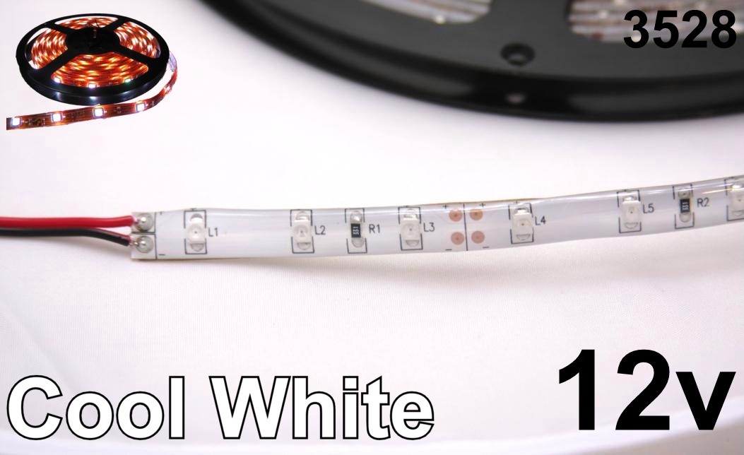 12V Cool White 3528 Flexible LED Strip 16' Roll