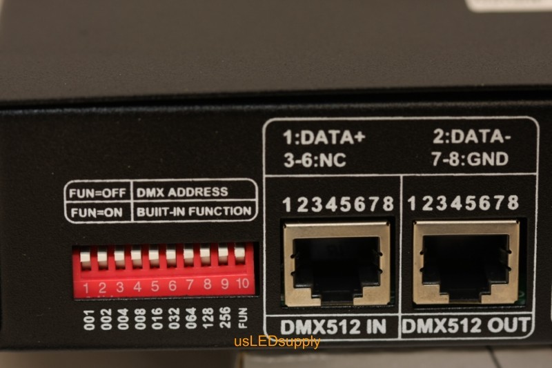 DMX address on DMX controller / decoder