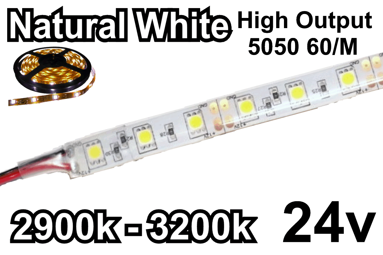 Natural White Led Flex Strip High Output 60/M 300/Reel b)2900k-3200k