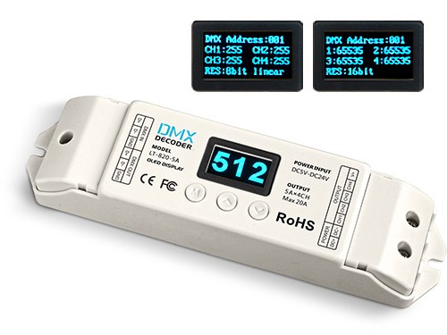 RGB DMX Decoder 5A/Ch DMX Decoder With Display (4x Channel)
