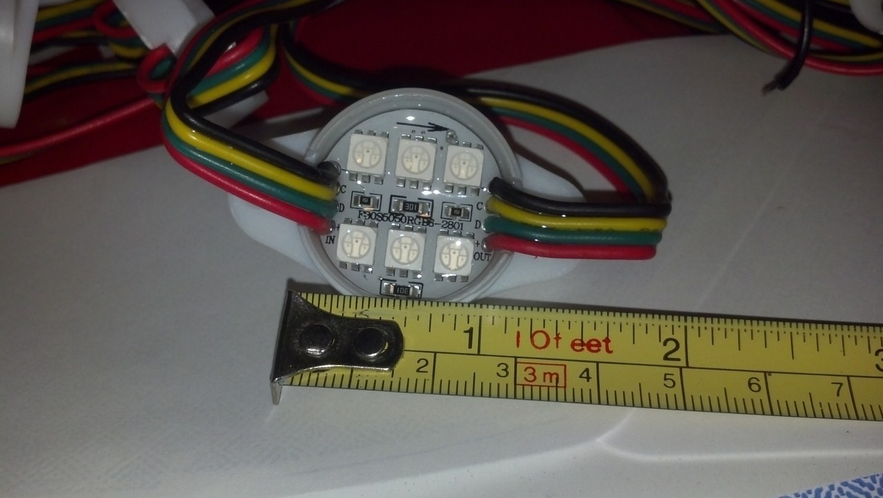 12V LED RGB Digital Point Modules Round 6-Led (26" Spacing) (WS2801 Chip)