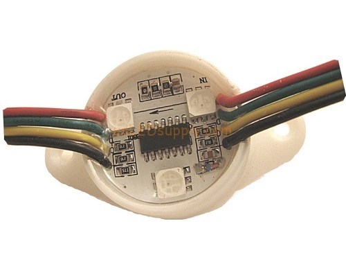 12V LED RGB Digital Point Modules Round 3 led (WS2801 Chip) 4" Spacing