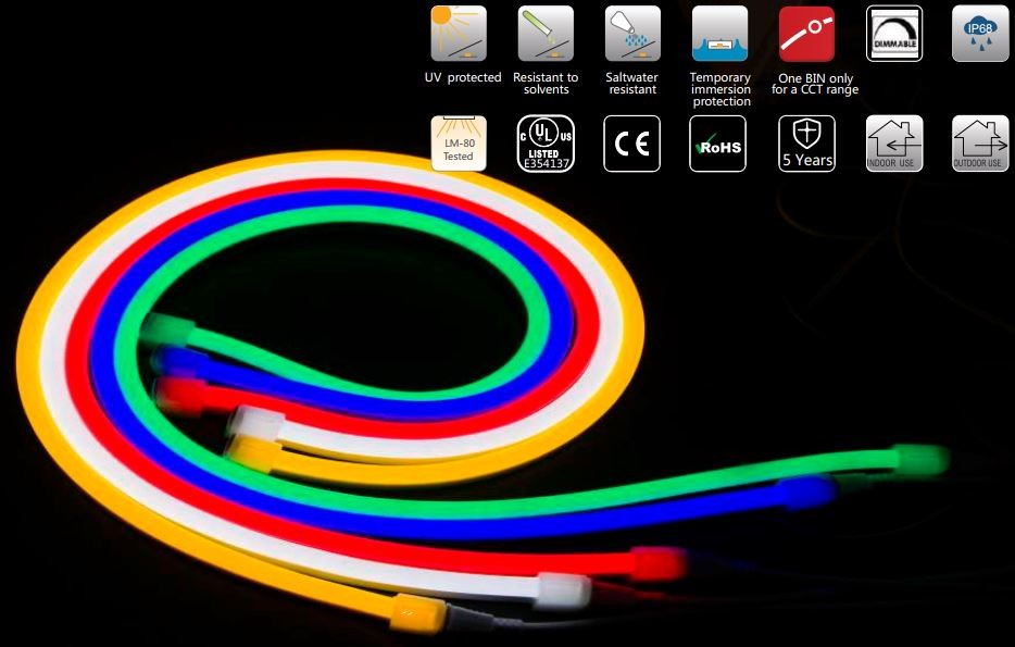 24v Neon Flex Rope Daylight White' Roll (IP-68) (120/M 600/Roll)