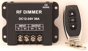 Black Neuftech DC 12V-24V 20A Metal Housing LED Dimmer Wireless RF Remote Control Dimmer for SMD 5050 3528 Single Color LED Strip Light 