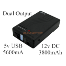 12V 3800mA / 5v 5600mAh Portable Battery Pack (with charger)