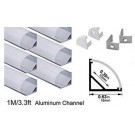 Aluminum LED Channel 45deg V-Corner with Lens Silver