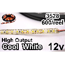 12V Cool White 3528 Flexible LED Strip 16' Roll (IP-65) (High Output 600/reel)