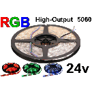 24V RGB Flexible LED Strip High Output 60/m 300/16' Roll 