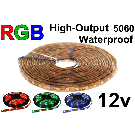 12V Waterproof RGB Flexible LED Strip High Output 60/m 300/16' Roll 