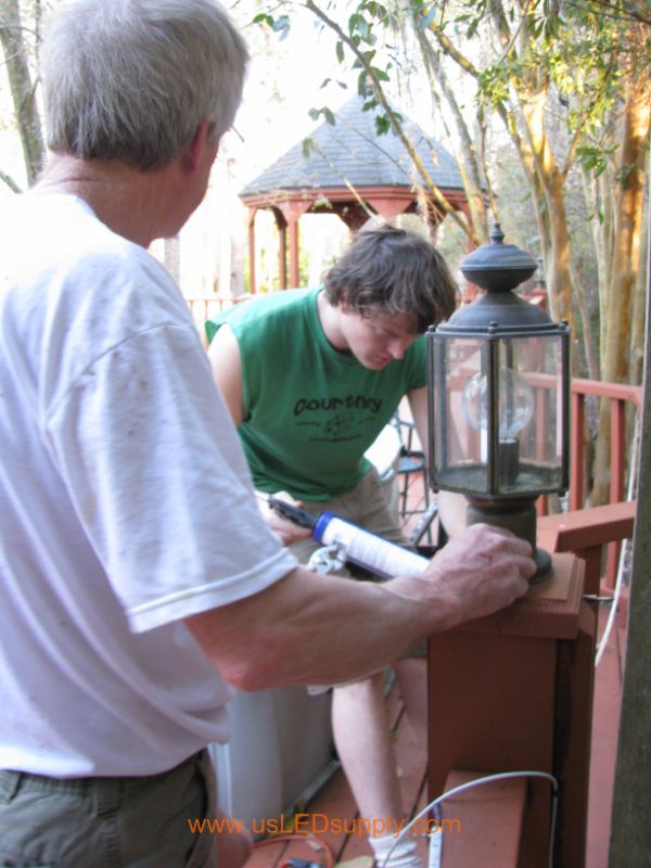 Waterproof Silicon to help afix the flexible LED strips permanently to the undersides of the deck railings.